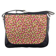 Pink Green Beehive Pattern Messenger Bag by Zandiepants