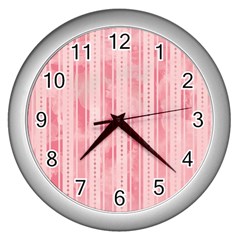 Pink Grunge Wall Clock (silver) by StuffOrSomething