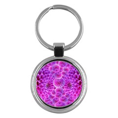 Purple Dahlias Key Chain (round) by FunWithFibro