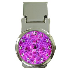 Purple Dahlias Money Clip With Watch by FunWithFibro