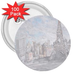 Eiffel Tower Paris 3  Button (100 Pack) by rokinronda