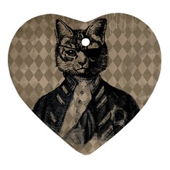 Harlequin Cat Heart Ornament (two Sides) by StuffOrSomething