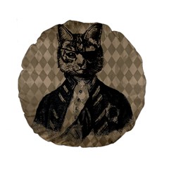 Harlequin Cat 15  Premium Round Cushion  by StuffOrSomething