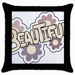 Beautiful Floral Art Black Throw Pillow Case by Colorfulart23