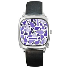 Silly Purples Square Leather Watch by FunWithFibro