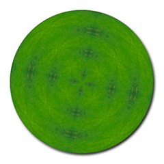 Go Green Kaleidoscope 8  Mouse Pad (round) by Fractalsandkaleidoscopes