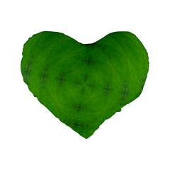 Go Green Kaleidoscope 16  Premium Heart Shape Cushion  by Fractalsandkaleidoscopes