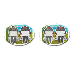 2 Big Foot Text In Everglades Cufflinks (oval)