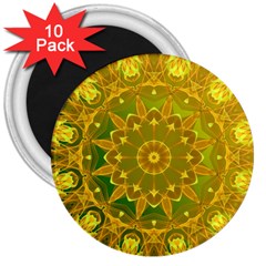 Yellow Green Abstract Wheel Of Fire 3  Button Magnet (10 Pack) by DianeClancy