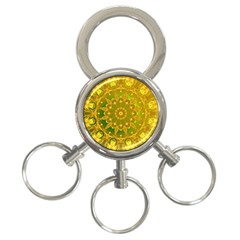 Yellow Green Abstract Wheel Of Fire 3-ring Key Chain by DianeClancy