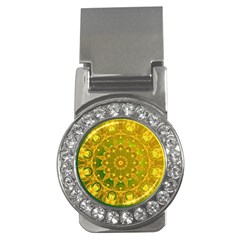 Yellow Green Abstract Wheel Of Fire Money Clip (cz)