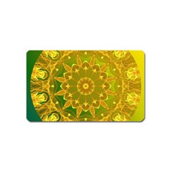 Yellow Green Abstract Wheel Of Fire Magnet (name Card) by DianeClancy