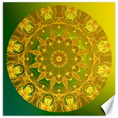 Yellow Green Abstract Wheel Of Fire Canvas 12  X 12  (unframed) by DianeClancy