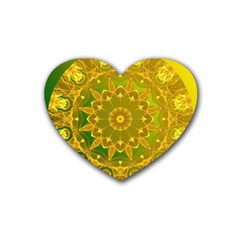 Yellow Green Abstract Wheel Of Fire Drink Coasters 4 Pack (heart) 