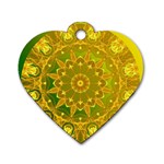 Yellow Green Abstract Wheel Of Fire Dog Tag Heart (Two Sided) Back