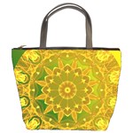 Yellow Green Abstract Wheel Of Fire Bucket Handbag Front