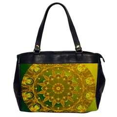 Yellow Green Abstract Wheel Of Fire Oversize Office Handbag (one Side) by DianeClancy