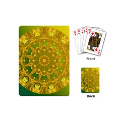 Yellow Green Abstract Wheel Of Fire Playing Cards (mini) by DianeClancy