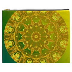 Yellow Green Abstract Wheel Of Fire Cosmetic Bag (xxxl)