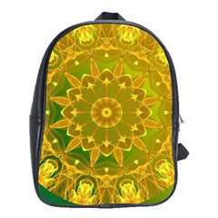 Yellow Green Abstract Wheel Of Fire School Bag (xl)