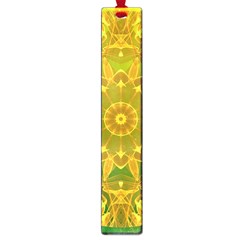 Yellow Green Abstract Wheel Of Fire Large Bookmark