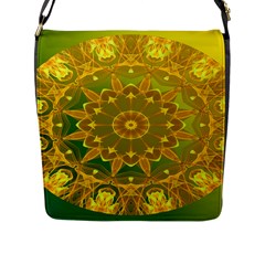 Yellow Green Abstract Wheel Of Fire Flap Closure Messenger Bag (large) by DianeClancy