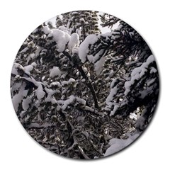 Snowy Trees 8  Mouse Pad (round) by DmitrysTravels