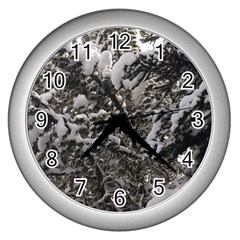 Snowy Trees Wall Clock (silver)