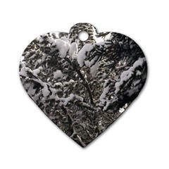 Snowy Trees Dog Tag Heart (two Sided) by DmitrysTravels