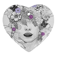 Flower Child Of Hope Heart Ornament by FunWithFibro