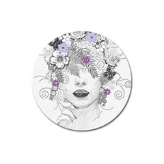 Flower Child Of Hope Magnet 3  (round) by FunWithFibro
