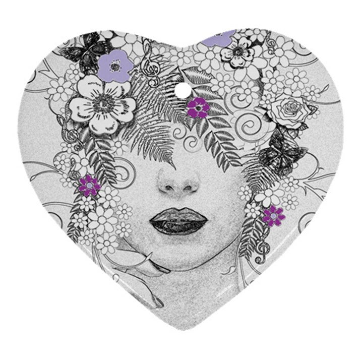 Flower Child Of Hope Heart Ornament (Two Sides)
