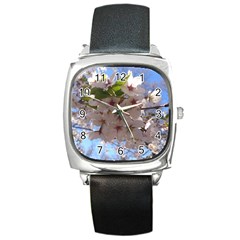 Sakura Square Leather Watch by DmitrysTravels