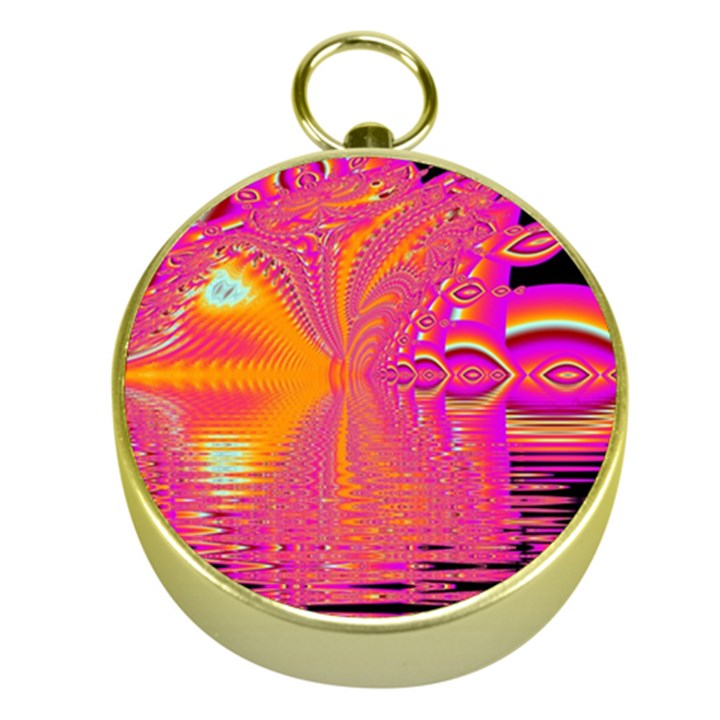 Magenta Boardwalk Carnival, Abstract Ocean Shimmer Gold Compass