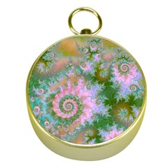 Rose Forest Green, Abstract Swirl Dance Gold Compass by DianeClancy