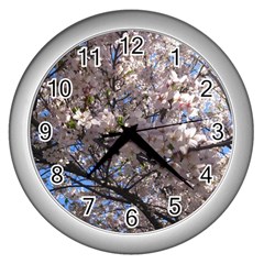 Sakura Tree Wall Clock (silver)