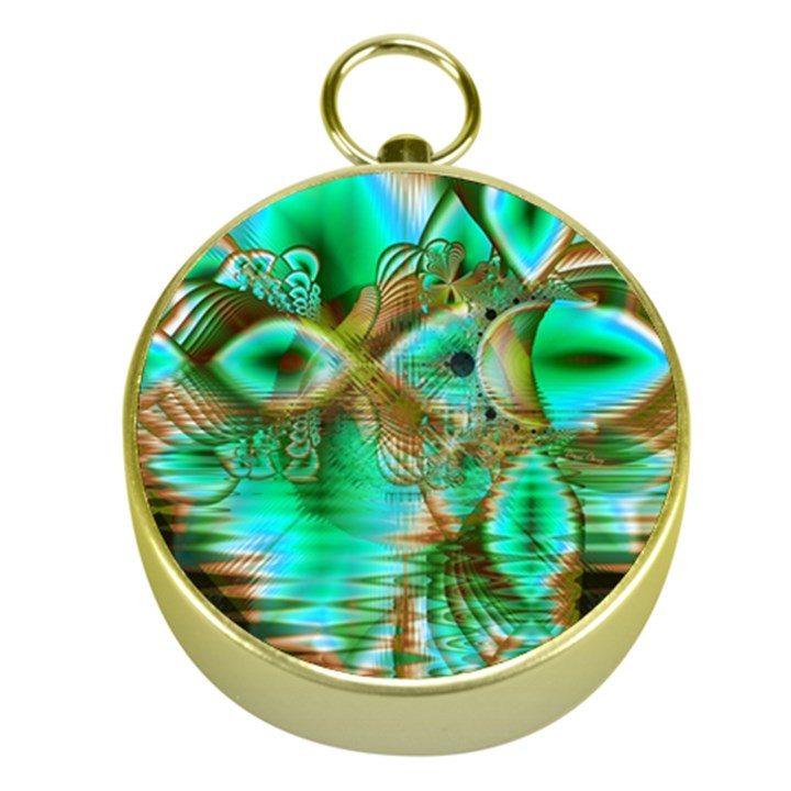 Spring Leaves, Abstract Crystal Flower Garden Gold Compass