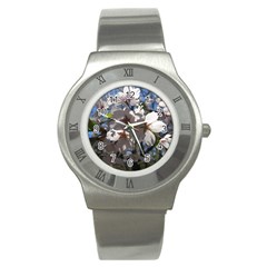 Cherry Blossoms Stainless Steel Watch (slim) by DmitrysTravels