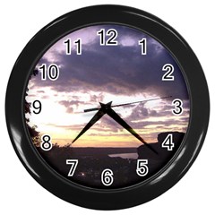  Sunset Over The Valley Wall Clock (black) by Majesticmountain