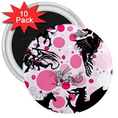 Fantasy In Pink 3  Button Magnet (10 Pack)