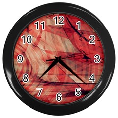 Grey And Red Wall Clock (black) by Zuzu