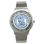 Fathers Day Rubber Stamp Effect Stainless Steel Watch (Slim) Front