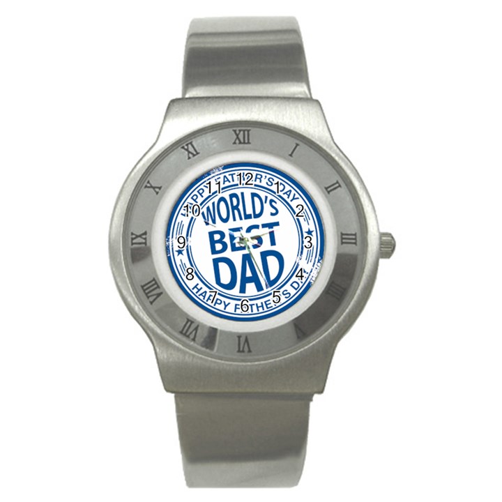 Fathers Day Rubber Stamp Effect Stainless Steel Watch (Slim)