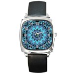 Star Connection, Abstract Cosmic Constellation Square Leather Watch Front