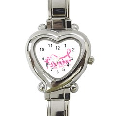 Survivor Stronger Than Cancer Pink Ribbon Heart Italian Charm Watch 