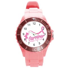 Survivor Stronger Than Cancer Pink Ribbon Plastic Sport Watch (large)