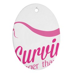 Survivor Stronger Than Cancer Pink Ribbon Oval Ornament (two Sides)