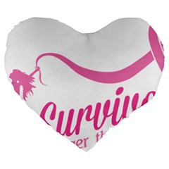 Survivor Stronger Than Cancer Pink Ribbon 19  Premium Heart Shape Cushion by breastcancerstuff