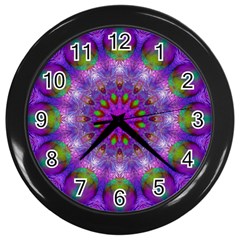 Rainbow At Dusk, Abstract Star Of Light Wall Clock (black) by DianeClancy