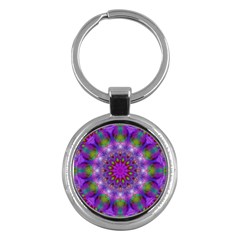 Rainbow At Dusk, Abstract Star Of Light Key Chain (round) by DianeClancy